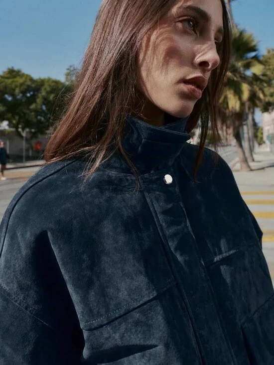 ZARA 100% LEATHER BOMBER JACKET - Picture 6 of 11